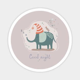 Cute hand drawn sleeping elephant in simple childish style Magnet